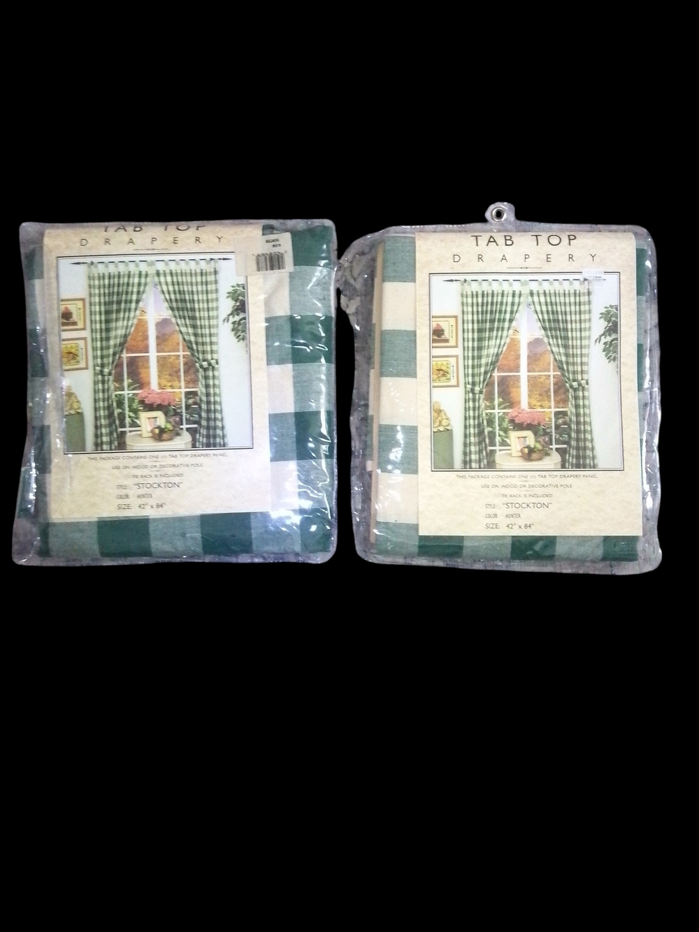 Tab Top Drapery Panels - Green Gingham (Pair)